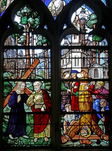 Fenster w6, St. Petrus trifft Christus außerhalb Roms: Quo Vadis?; Kreuzigung von St. Petrus