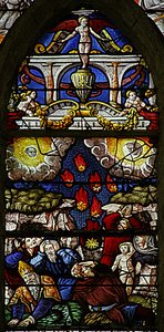 Fenster w7, Szene aus dem Buch der Offenbarung des Johannes: Sterne fallen zur Erde: Die Sonne wird schwarz und der Mond wie Blut von French School