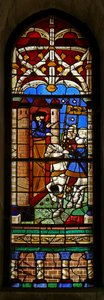 Fenster w8, das St. Augustinus darstellt, der den Grafen von Afrika, Bonifatius, besucht, um die Menschen von Hippo vor den Vandalen zu schützen von French School