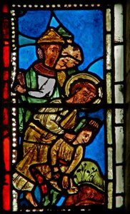 Fenster wXV mit Petrus, der Malchus das Ohr abschneidet