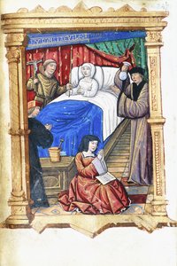 Frau in einer Sterbeszene mit Johannes dem Täufer, ca. 1475-1500