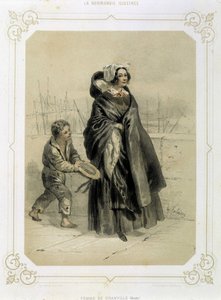 Frau von Granville und junger Bettler - in „Illustriertes Normandie“ (Lithografie)