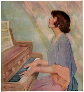 Frau spielt Orgel von French School