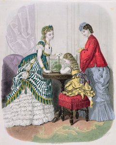 Frauen und ein Kind betrachten ein Aquarium, aus La Mode Illustrée, ca. 1870 von French School
