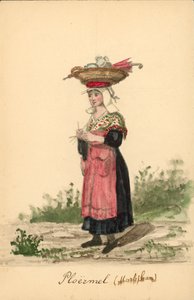 Frauentracht von Ploërmel, Morbihan (Farblithographie)