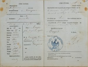 Arbeiterhandbuch, herausgegeben von der Mairie von Dampmart an Felix Auger, 1864