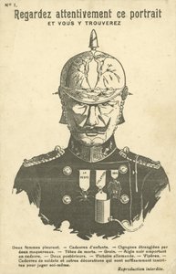 Erster Weltkrieg anti-deutsche Propagandapostkarte (Lithografie)