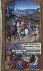 Anbetung der Heiligen Drei Könige, aus den Tilliot Stunden, Tours (Detail) von French School