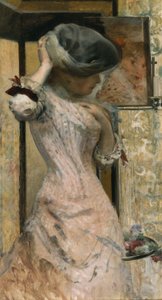 Junge Frau vor dem Spiegel, ca. 1879-83 von French School