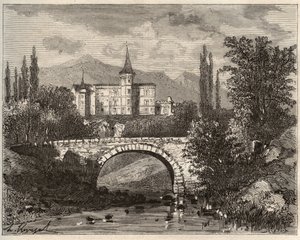 Schloss Rochelambert im Tal der Borne Haute-Loire (43) - Gravur in „La France illustrée: Geographie, Geschichte, statistische Verwaltung“ von V.A. Malt-Brown. 1884