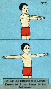 Training, Fitness, Körperübungen, gute Gesundheit, gesund (Chromolithographie) Anfang des 20. Jahrhunderts