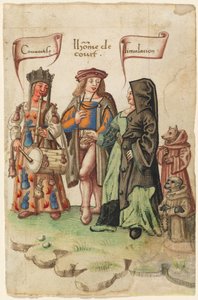 Ein Höfling zwischen Habgier und Verstellung [fol. 14 recto] von French early 16th Century