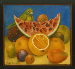 Stillleben mit Papagei von Frida Kahlo