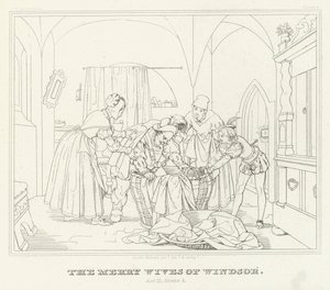 Die lustigen Weiber von Windsor, Akt III, Szene 3 von Friedrich August Moritz Retzsch