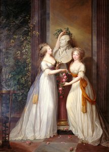 Die Prinzessinnen Louise und Frederica von Preußen krönen die Büste von Friedrich Wilhelm II., 1795 von Friedrich Georg Weitsch