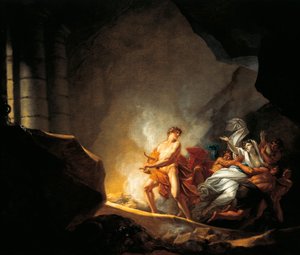 Österreich, Salzburg, Orpheus und Eurydike in der Unterwelt