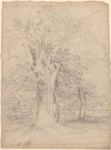 Ein alter Baum mit Figuren in einer Landschaft von Friedrich Salathé