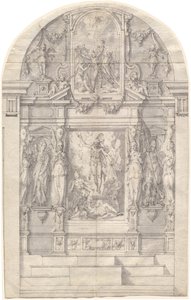 Ein aufwendiger Altar mit der Auferstehung Christi und dem Martyrium des Heiligen Andreas