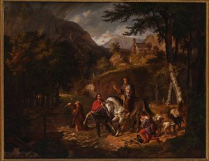 Die Habsburger Legende: Graf Rudolf hilft einem Priester über einen Wildbach