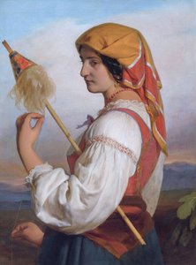 Italienerin (Chiaruccia) mit Spinnrocken von Friedrich von Amerling