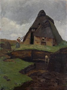 Mire Cottage mit Kind von Fritz Overbeck