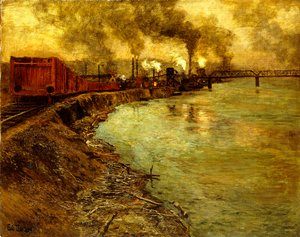 Güterzug bei Dämmerung von Frits Thaulow