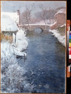 Winterlandschaft mit Fluss von Fritz Thaulow