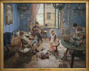 Kindergarten. Gemälde von Fritz von Uhde (1848-1911), Öl auf Leinwand