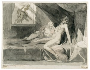 Alp verlässt das Schlafgemach von zwei schlafenden Frauen, 1810 von Füssli