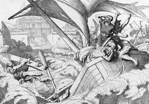 Die Zerstörung der Rus-Flotte in Konstantinopel, vor 1839 von Fyodor Antonovich Bruni