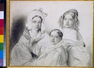 Porträts der Gräfinnen Praskovia (1817-1835), Nadezhda (1822-1840) und Maria (1813-1849), Töchter des russischen Prinzen Piotr Viazemski