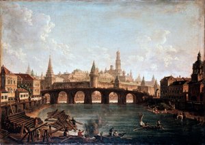Blick vom Moskauer Kreml und der Bolshoy Kamenny Brücke, 1810er Jahre