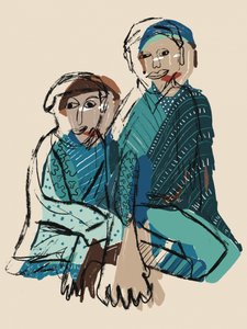Ruhige blaue Figuren