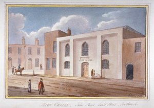 Blick auf die Sion-Kapelle in der John Street, Southwark, London, 1825