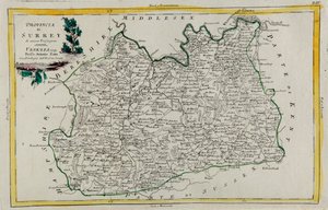 Provinz Surrey, Stich von G. Zuliani aus Band I des "Neuesten Atlas" veröffentlicht in Venedig 1779 von Antonio Zatta, Privatsammlung von G. Zuliani