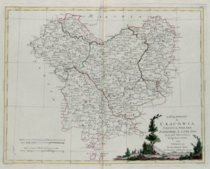 Die Palatinate von Krakau, Łęczyca, Sieradz, Sandomir und Lublin, Stich von G. Zuliani aus Band III des "Neuesten Atlas" veröffentlicht in Venedig 1781 von Antonio Zatta, Privatsammlung von G. Zuliani