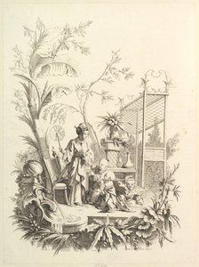 Chinoiserie mit Figuren in einer Landschaft, 18. Jahrhundert von Gabriel Huquier