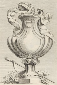 Entwurf für eine Vase mit einem Faun und einer Nymphe, aus Livre de Vases, Platte 1..., 1742-50 von Gabriel Huquier
