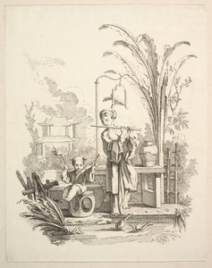 Flötist und ein Kindertrommler, ca. 1742 von Gabriel Huquier