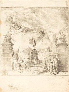Allegorie zur Errichtung der Statue von Ludwig XV. von Gabriel Jacques de Saint Aubin
