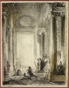 Der Eingang der Akademie der Architektur im Louvre