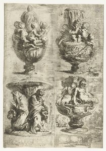 Vier Vasen von Gabriel Jacques de Saint Aubin