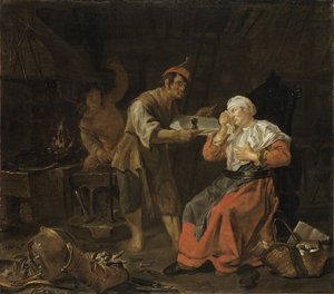 Weinende Frau in einer Schmiede, ca. 1650