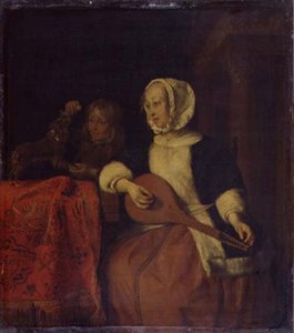 Frau, die Mandoline spielt, ca. 1660-65