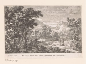 Christus und die Emmausjünger (Serie: Landschaften mit biblischen Darstellungen) von Gabriel Perelle