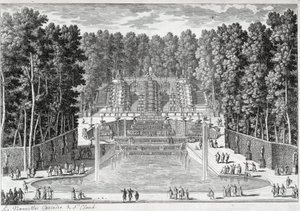 Die neuen Wasserfälle in den Gärten von St. Cloud (von Ours) - von Perelle, Ende des 17. Jahrhunderts von Gabriel Perelle