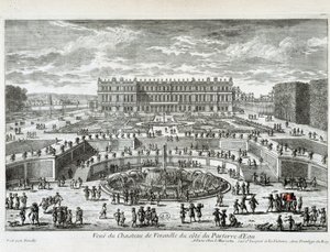Ansicht des Schlosses von Versailles von der Seite des Wasserbetts - von Perelle, Ende des 17. Jahrhunderts von Gabriel Perelle