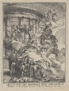 Allegorie der Ehen, die von der Stadt Paris zur Geburt des Herzogs von Burgund geschlossen wurden, 1751 von Gabriel de Saint Aubin