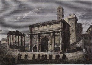 Bogen des Septimus VI, Das Forum, Rom, aus einer Serie von Gaetano Cottafavi, ca. 1850