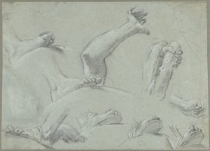 Skizzenblatt mit Studien von Füßen, Händen und einem Arm von Gaetano Gandolfi